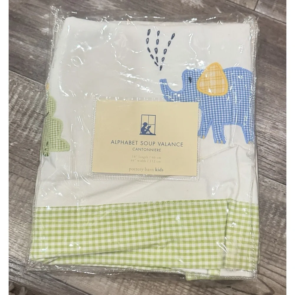 Pottery Barn Kids Alphabet Soup Valance Elephant Nursery Curtain 18x44 Baby Room